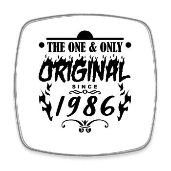 1986 - Year of construction 1986 - Year of construction 1986 - Square fridge magnet - white - Front