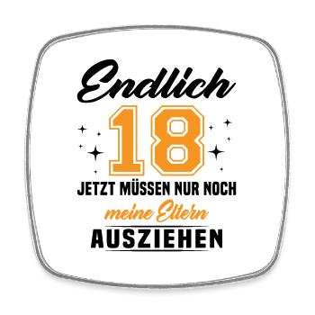 18 Jahre Geburtstagsgeschenk endlich 18 - Viereckiger Kühlschrankmagnet - Weiß - Vorne