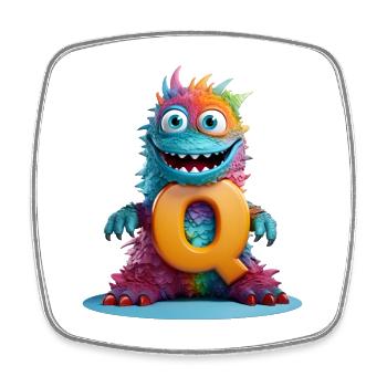 Regenbogenmonster mit Q - Viereckiger Kühlschrankmagnet - Weiß - Vorne