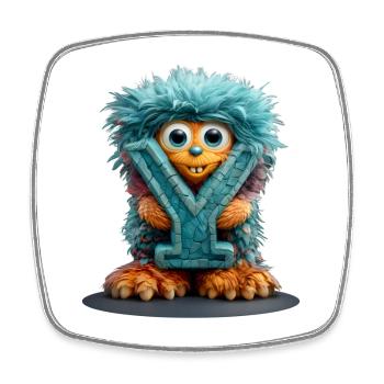 Monster und mit blauer Schrift - Viereckiger Kühlschrankmagnet - Weiß - Vorne