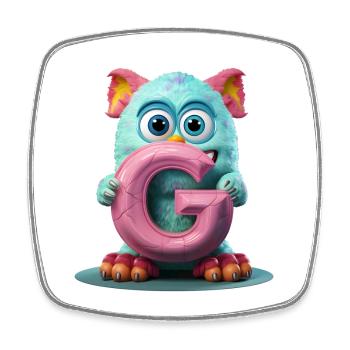 Pastel Monster with Enchanted G - Square fridge magnet - white - Front