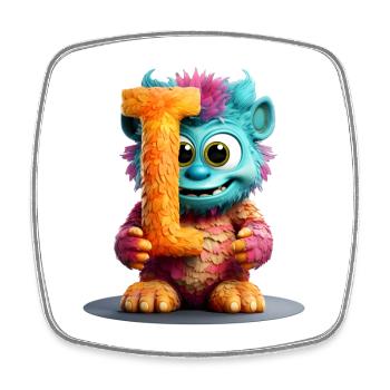Alphabet Buchstabe I Buntes Monster - Viereckiger Kühlschrankmagnet - Weiß - Vorne