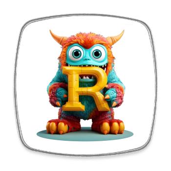 Bunter Monster mit Buchstabe R - Viereckiger Kühlschrankmagnet - Weiß - Vorne