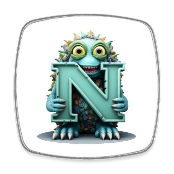 N Bunt mit Monster gewebt - Viereckiger Kühlschrankmagnet - Weiß - Vorne