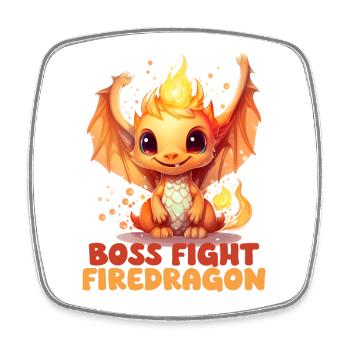 Endgegner Feuerdrache Rollenspiel Fantasymotiv - Viereckiger Kühlschrankmagnet - Weiß - Vorne