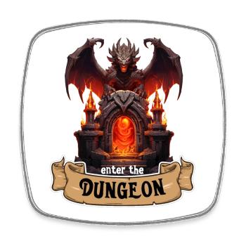Enter the Dunegon Rollenspiel Tor Drache - Viereckiger Kühlschrankmagnet - Weiß - Vorne