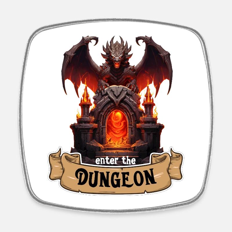 Enter the Dunegon RPG Gate Dragon - Square fridge magnet - white