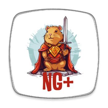 Capybara Warrior NG+ – Level Up RPG Design - Square fridge magnet - white - Front