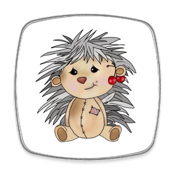 Igel mit Kirschen - Viereckiger Kühlschrankmagnet - Weiß - Vorne