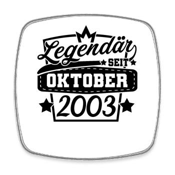 Jahrgang 2003 Oktober - Viereckiger Kühlschrankmagnet - Weiß - Vorne