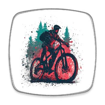 Vintage Mountainbike MTB Downhill Radfahrer - Viereckiger Kühlschrankmagnet - Weiß - Vorne