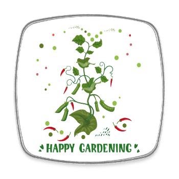 Happy Gardening - Viereckiger Kühlschrankmagnet - Weiß - Vorne