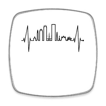 Boston Skyline Heartbeat USA Fan Heart Pulse Love - Square fridge magnet - white - Front