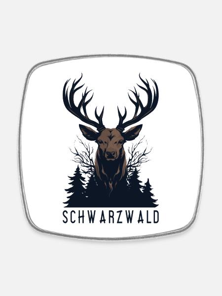 Schwarzwald Hirsch Jäger Heimat Urlaub - Viereckiger Kühlschrankmagnet - Weiß