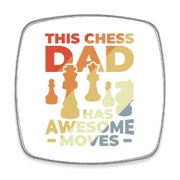 Schach Papa - Viereckiger Kühlschrankmagnet - Weiß - Vorne