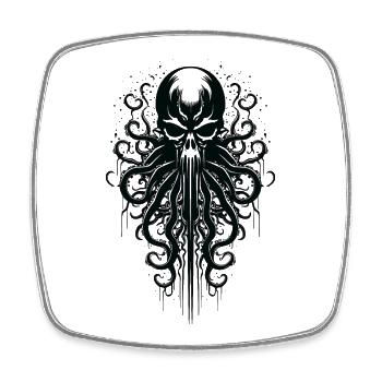 Skull Octopus Squid Animal Tattoo Gothpunk - Square fridge magnet - white - Front