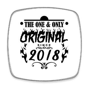 2018 - Year of construction 2018 - Year 2018 - Square fridge magnet - white - Front