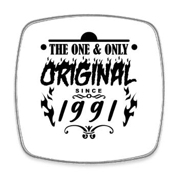 1991 - Year of construction 1991 - Year of construction 1991 - Square fridge magnet - white - Front