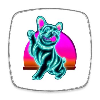 Frenchi Bulldogge Synthwave Sunset - Viereckiger Kühlschrankmagnet - Weiß - Vorne