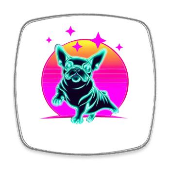 Bulldog français Synthwave Frenchie - Magnet carré - blanc - Devant