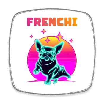 Synthwave Frenchie Bulldog Dog Lover Frenchie - Viereckiger Kühlschrankmagnet - Weiß - Vorne