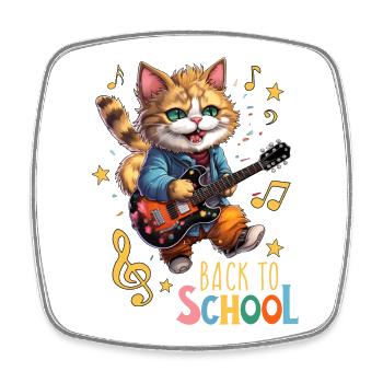 Back-to-school school enrollment cat kitten - Square fridge magnet - white - Front
