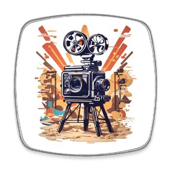 Retro Film Kamera - Viereckiger Kühlschrankmagnet - Weiß - Vorne
