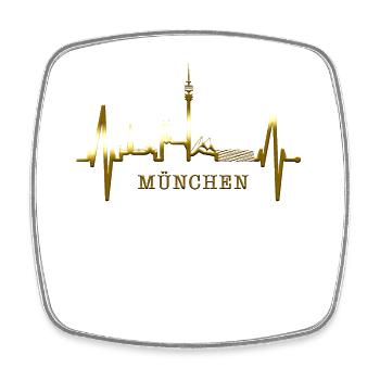 Munich Skyline Heartbeat Bayern Fan Love Munich - Magnet carré - blanc - Devant