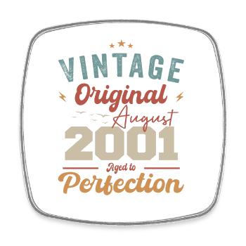 August 2001 Vintage Vintage Birthday Retro - Square fridge magnet - white - Front
