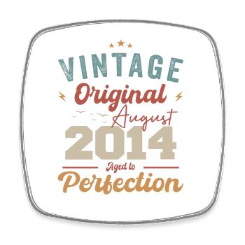 August 2014 Vintage Jahrgang Geburtstag Retro - Viereckiger Kühlschrankmagnet - Weiß - Vorne