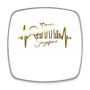 Singapore Skyline Heartbeat Asia I Love Singapore - Square fridge magnet - white - Front
