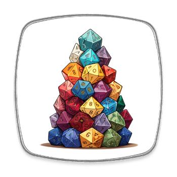 Großer Haufen W20 Würfel RPG Shirt - Viereckiger Kühlschrankmagnet - Weiß - Vorne