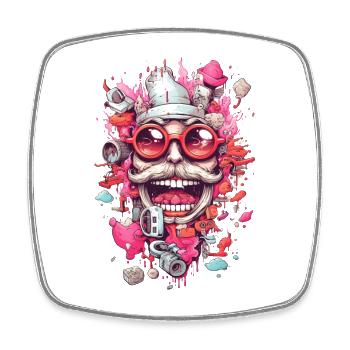 Lustiger Onkel Sonnenbrille Farben Shirt - Viereckiger Kühlschrankmagnet - Weiß - Vorne