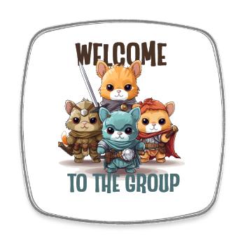 Bienvenue au groupe de jeu de rôle Fantasy Fantasy Shirt - Magnet carré - blanc - Devant