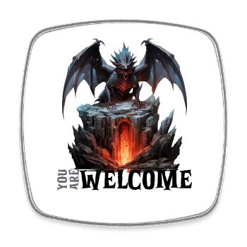 Welcome To The Dragon's Den RPG Shirt - Square fridge magnet - white - Front