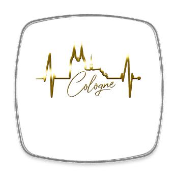 Cologne Skyline Heartbeat Heart Kölsch Love Cologne - Magnet carré - blanc - Devant