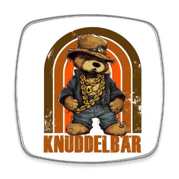 KNUDDELBAR Bär Gangster - Viereckiger Kühlschrankmagnet - Weiß - Vorne
