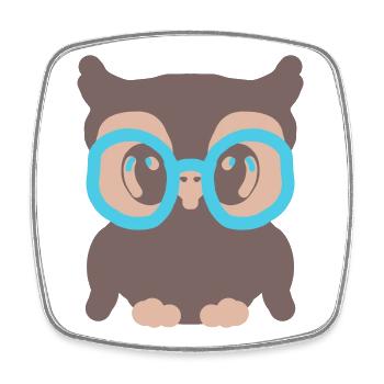 Eagle owl - Square fridge magnet - white - Front