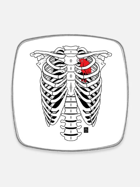 SKELETON - Square fridge magnet - white