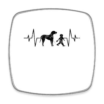 Dog Child Family Heartbeat - Square fridge magnet - white - Front