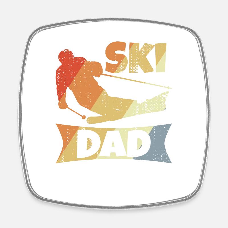 Ski Papa - Magnet carré - blanc