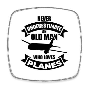 Airplane Grandpa - Square fridge magnet - white - Front