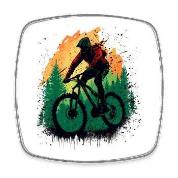 Vintage Mountainbike MTB Downhill Radfahrer - Viereckiger Kühlschrankmagnet - Weiß - Vorne
