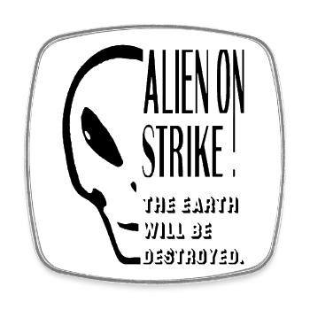 Alien Kopf Streik Sprüche Ufo Klima Umwelt Shirt - Viereckiger Kühlschrankmagnet - Weiß - Vorne