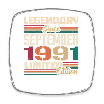 September 1991 Anniversary 1991 September Gift - Square fridge magnet - white - Front