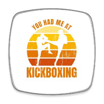 Du hattest mich bei Kickboxen - Viereckiger Kühlschrankmagnet - Weiß - Vorne