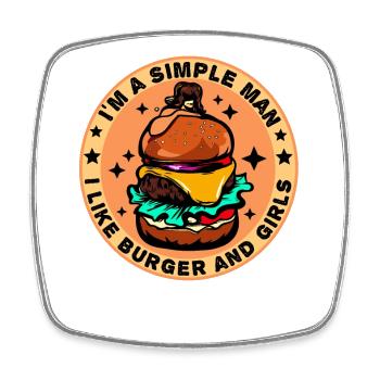 Burger Cheeseburger liebe - einfacher Mann - Viereckiger Kühlschrankmagnet - Weiß - Vorne