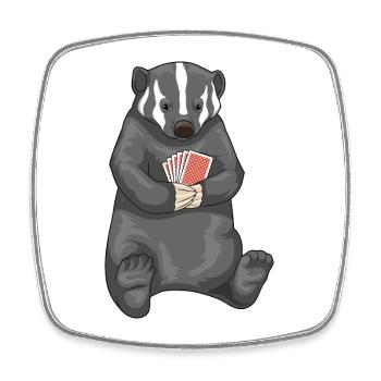 Cartes de poker Badger - Magnet carré - blanc - Devant