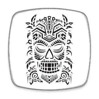 Tiki Maske - Viereckiger Kühlschrankmagnet - Weiß - Vorne