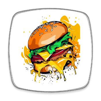 Extra Käse Burger Cheeseburge - Viereckiger Kühlschrankmagnet - Weiß - Vorne